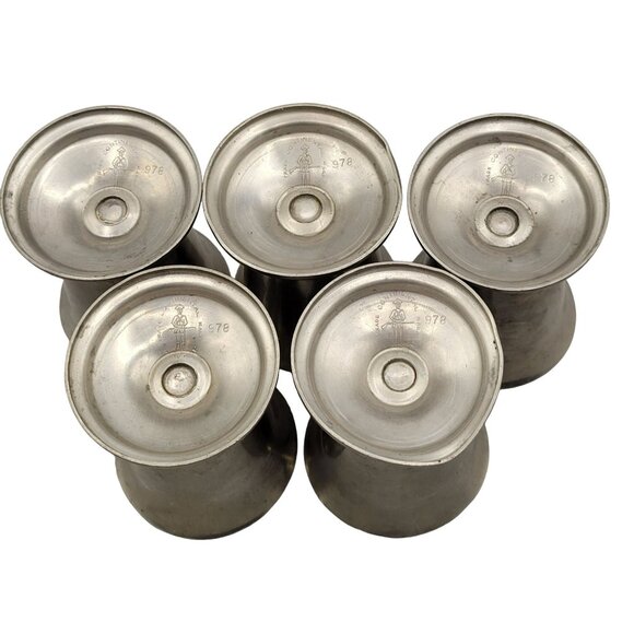 Continental Silver Co Pewter Goblets Communion Wine Cups #978 Set of 5 - Picture 7 of 9